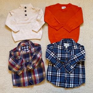 Boys 24m/2t fall sweaters with matching button down shirts